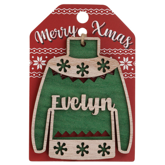 Wooden Christmas Jumper Decoration-Evelyn