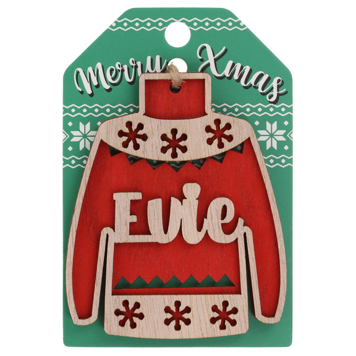 JU069 - Wooden Christmas Jumper Decoration-Evie
