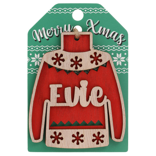 Wooden Christmas Jumper Decoration-Evie