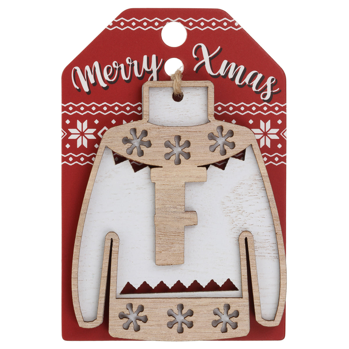 JU070 - Wooden Christmas Jumper Decoration-F
