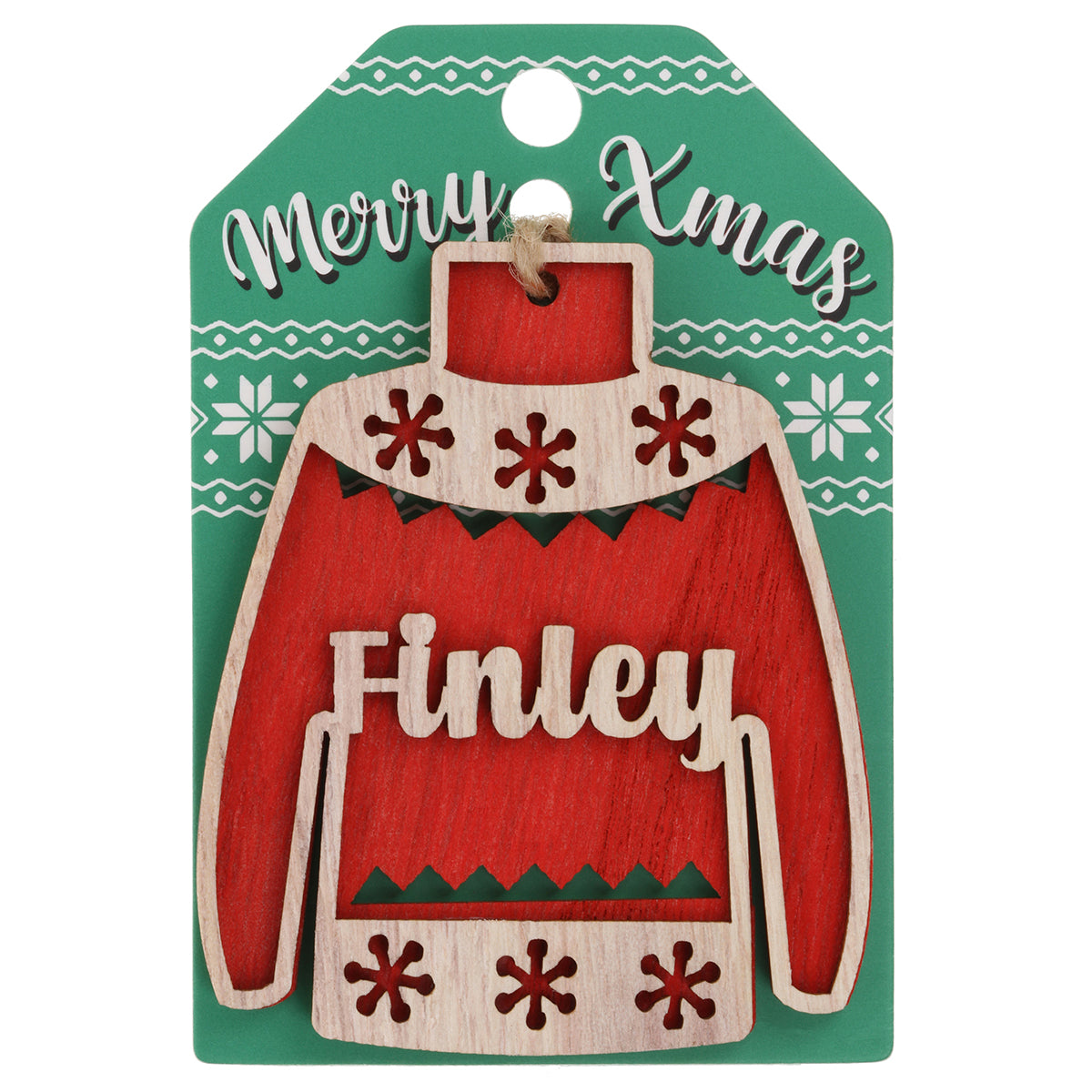 JU071 - Wooden Christmas Jumper Decoration-Finley