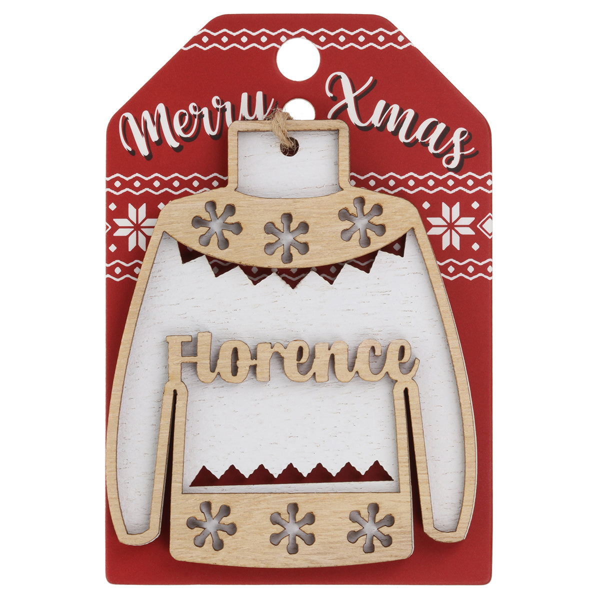 JU072 - Wooden Christmas Jumper Decoration-Florence