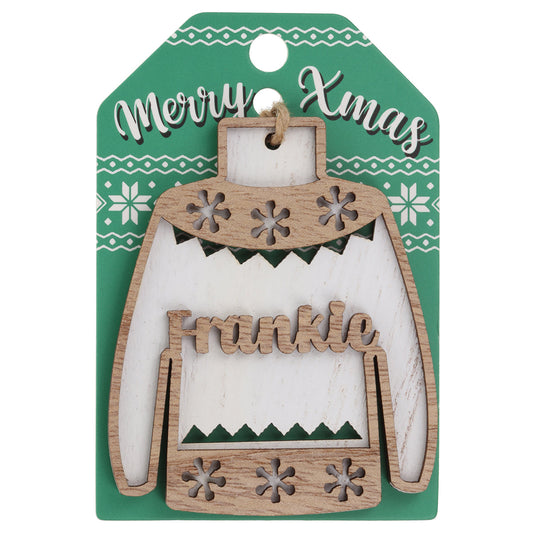 Wooden Christmas Jumper Decoration-Frankie