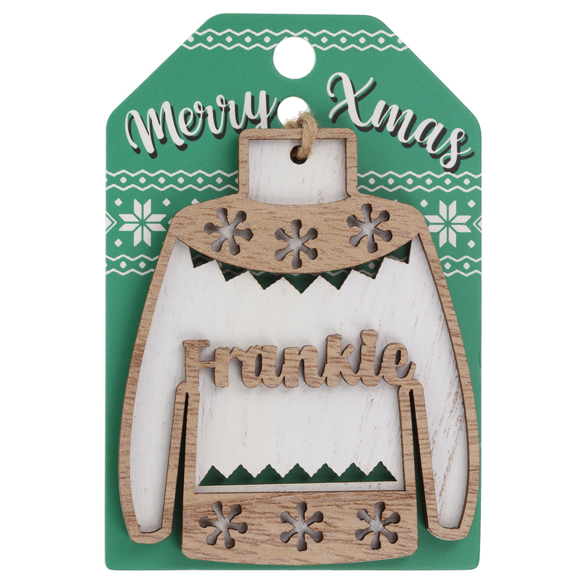 JU073 - Wooden Christmas Jumper Decoration-Frankie