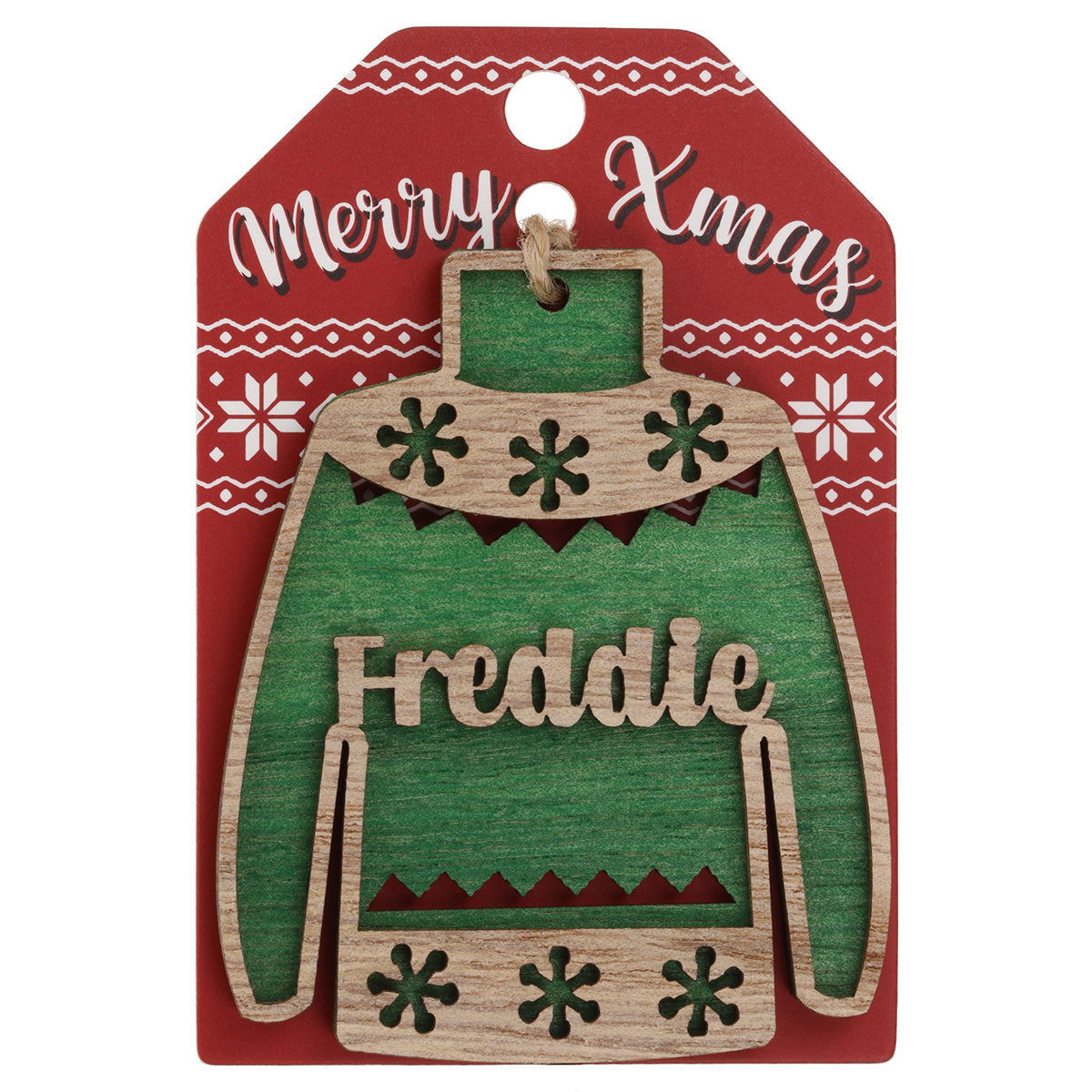 JU074 - Wooden Christmas Jumper Decoration-Freddie