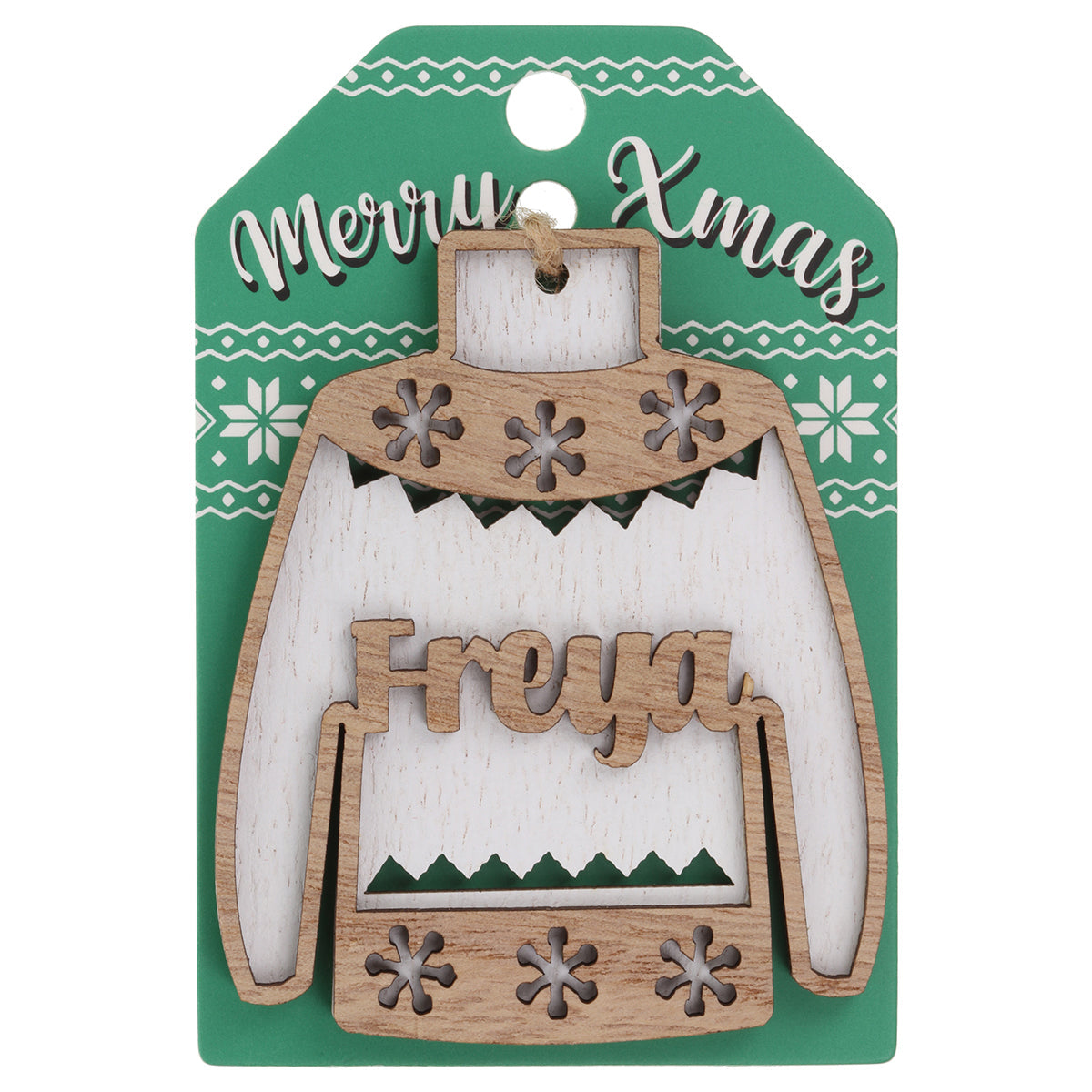 JU075 - Wooden Christmas Jumper Decoration-Freya