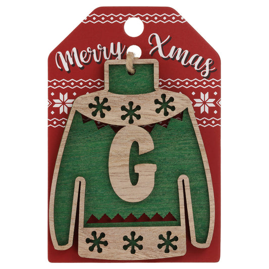 Wooden Christmas Jumper Decoration-G