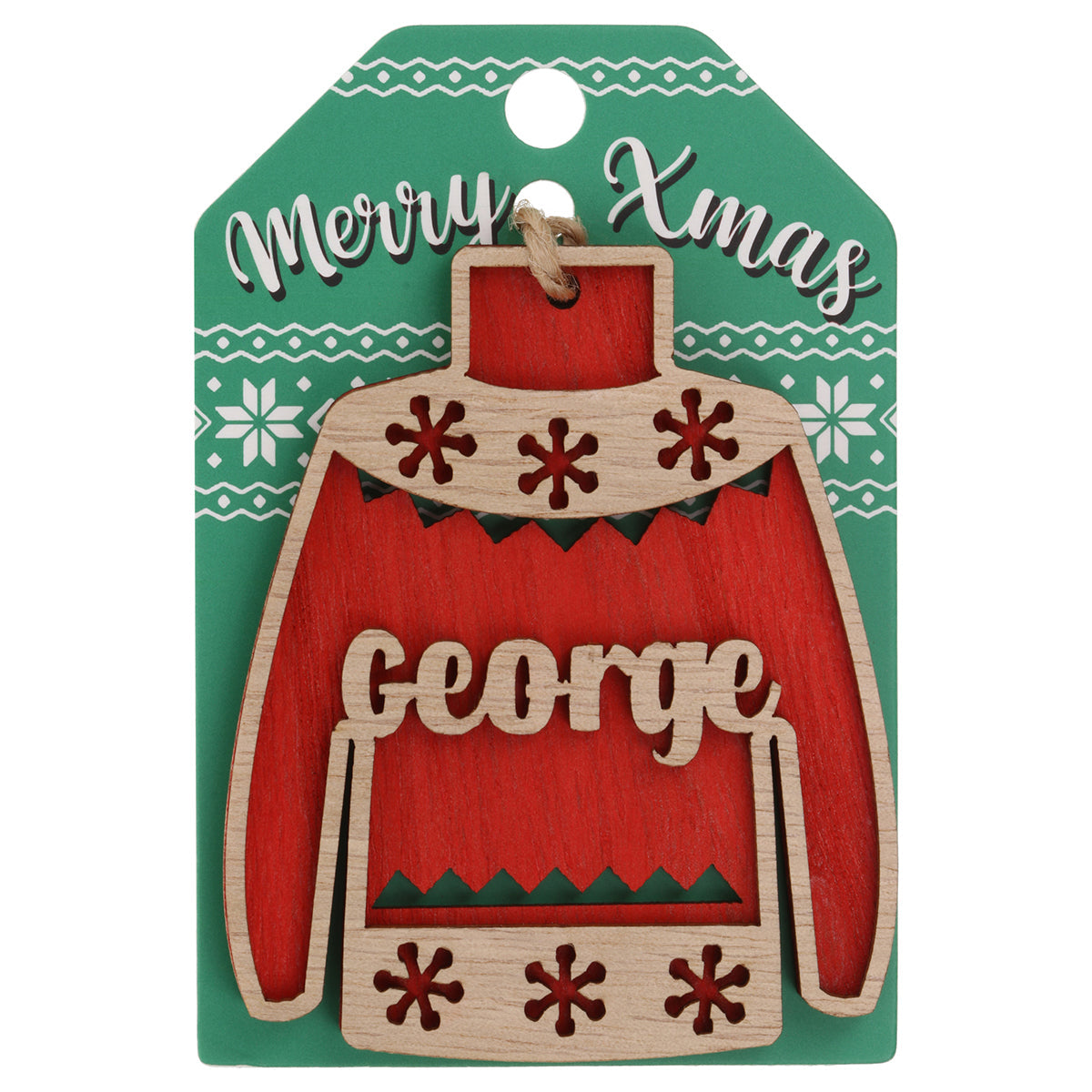 JU077 - Wooden Christmas Jumper Decoration-George