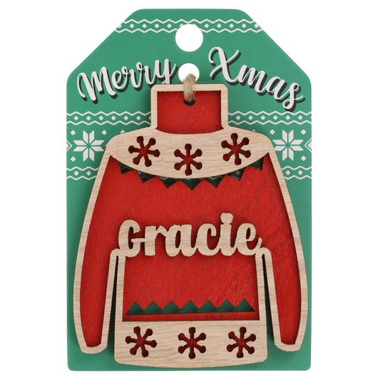 Wooden Christmas Jumper Decoration-Gracie