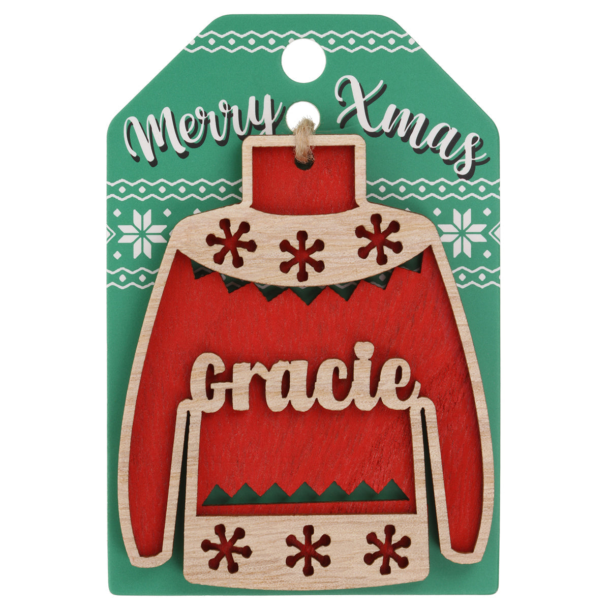 JU079 - Wooden Christmas Jumper Decoration-Gracie