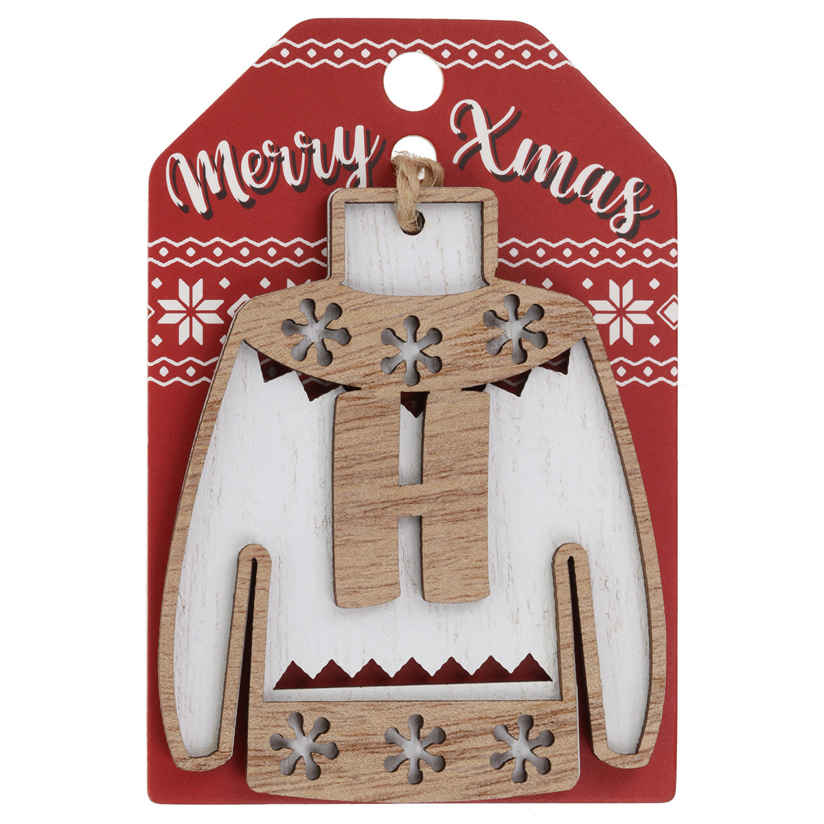 JU080 - Wooden Christmas Jumper Decoration-H