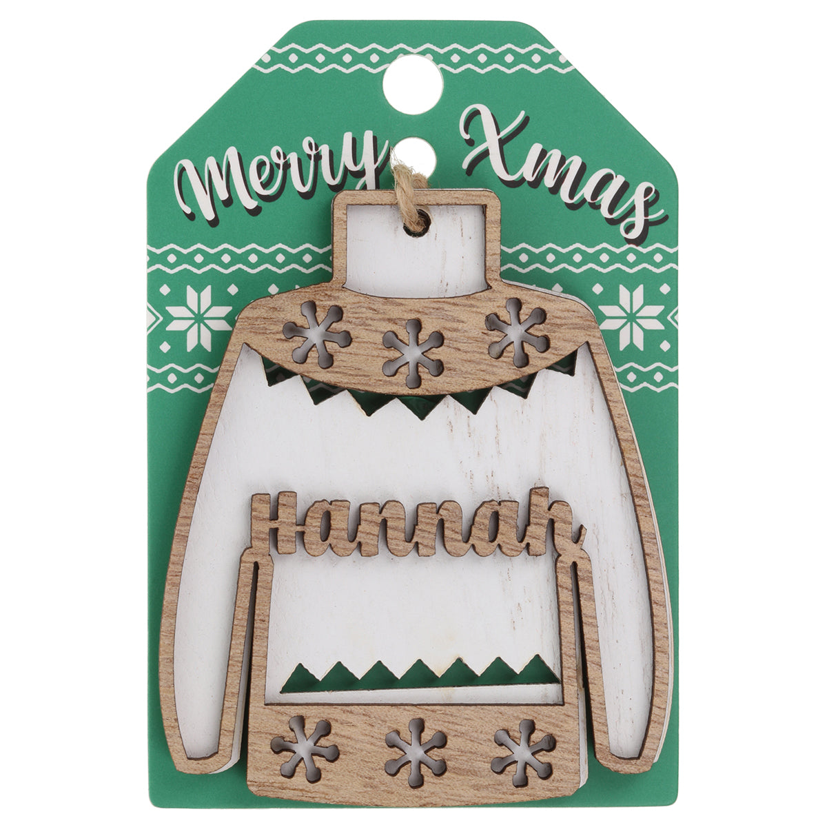 JU081 - Wooden Christmas Jumper Decoration-Hannah