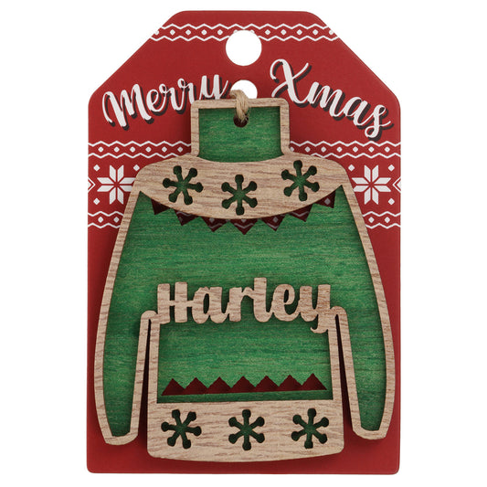 JU082 - Wooden Christmas Jumper Decoration-Harley