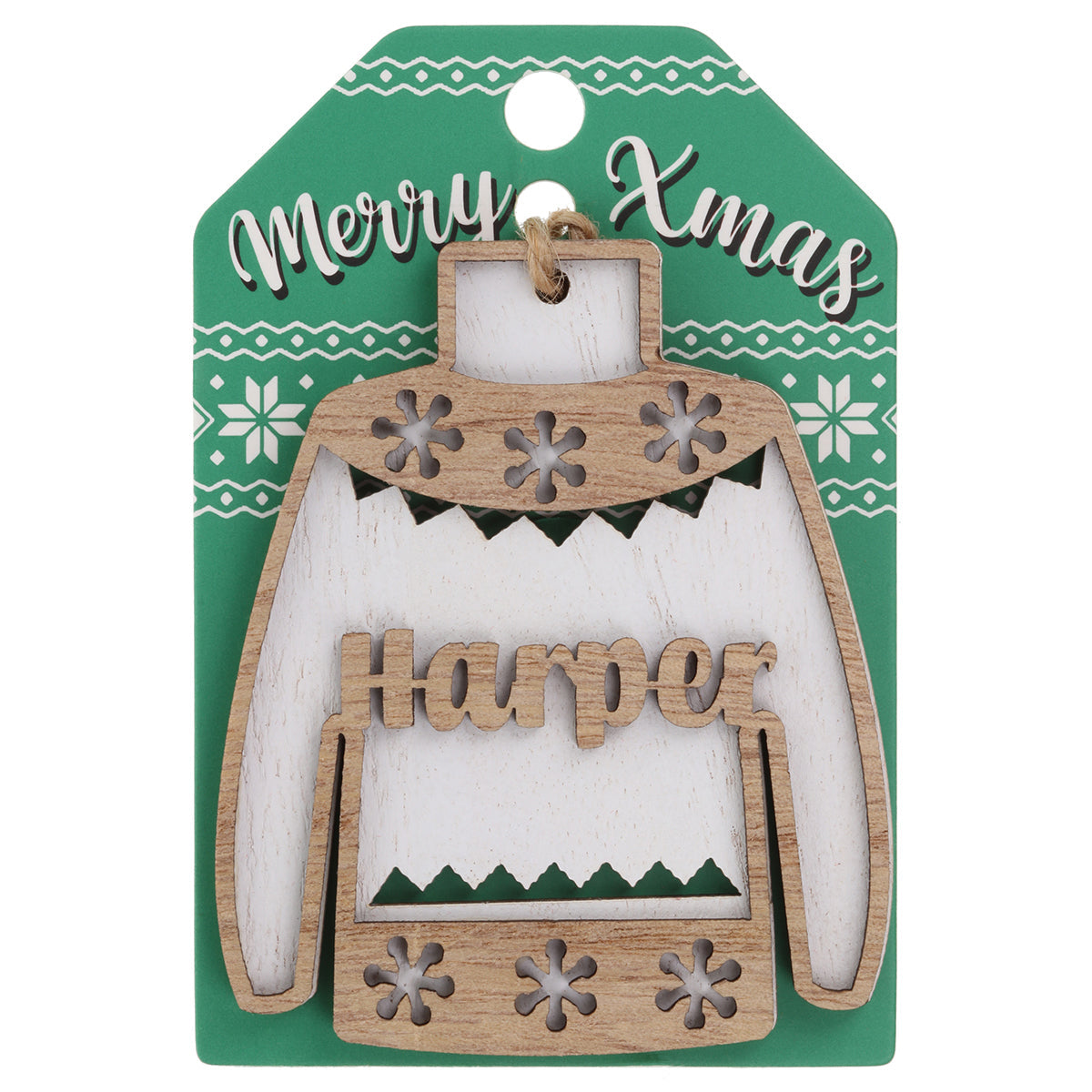 JU083 - Wooden Christmas Jumper Decoration-Harper