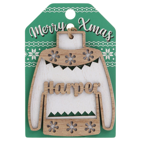 JU083 - Wooden Christmas Jumper Decoration-Harper