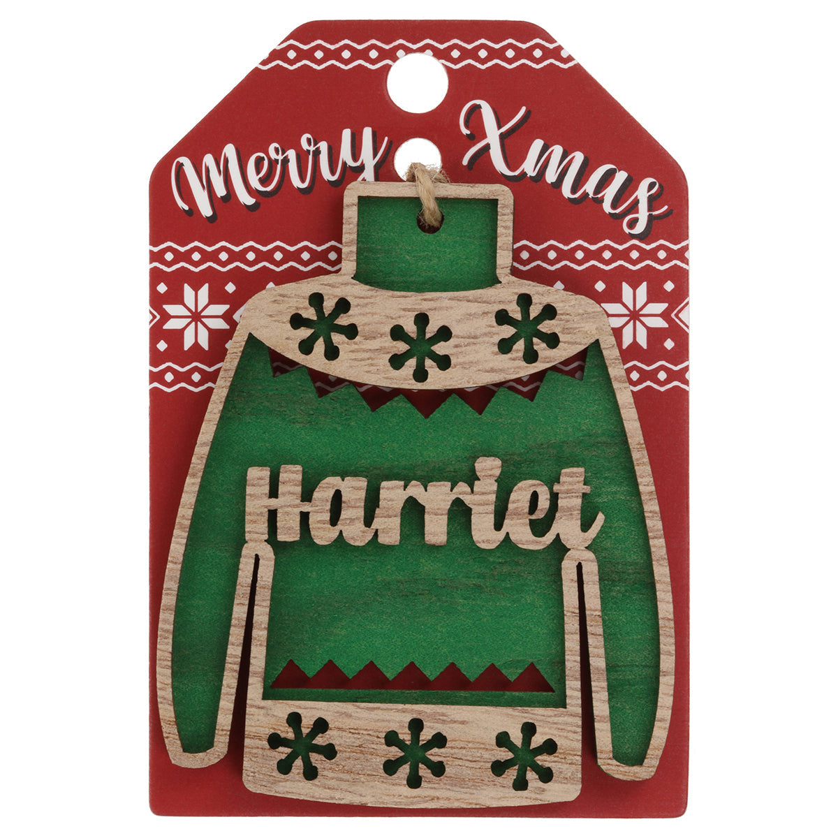 JU084 - Wooden Christmas Jumper Decoration-Harriet