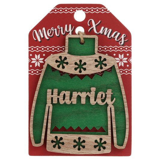 JU084 - Wooden Christmas Jumper Decoration-Harriet