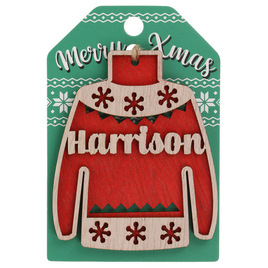 JU085 - Wooden Christmas Jumper Decoration-Harrison