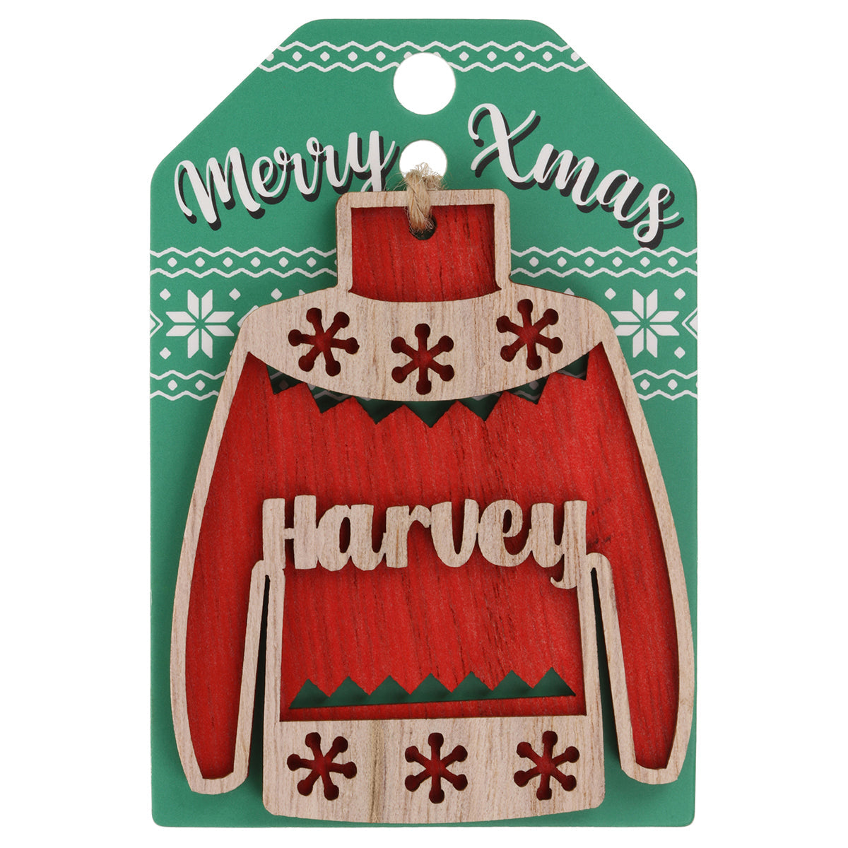 JU087 - Wooden Christmas Jumper Decoration-Harvey