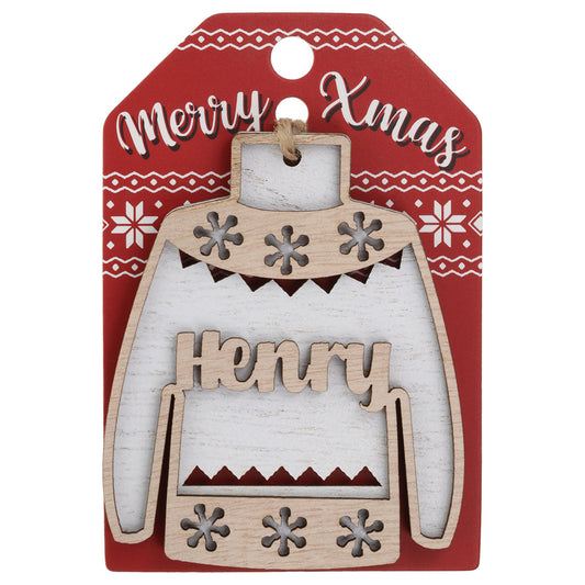 JU088 - Wooden Christmas Jumper Decoration-Henry