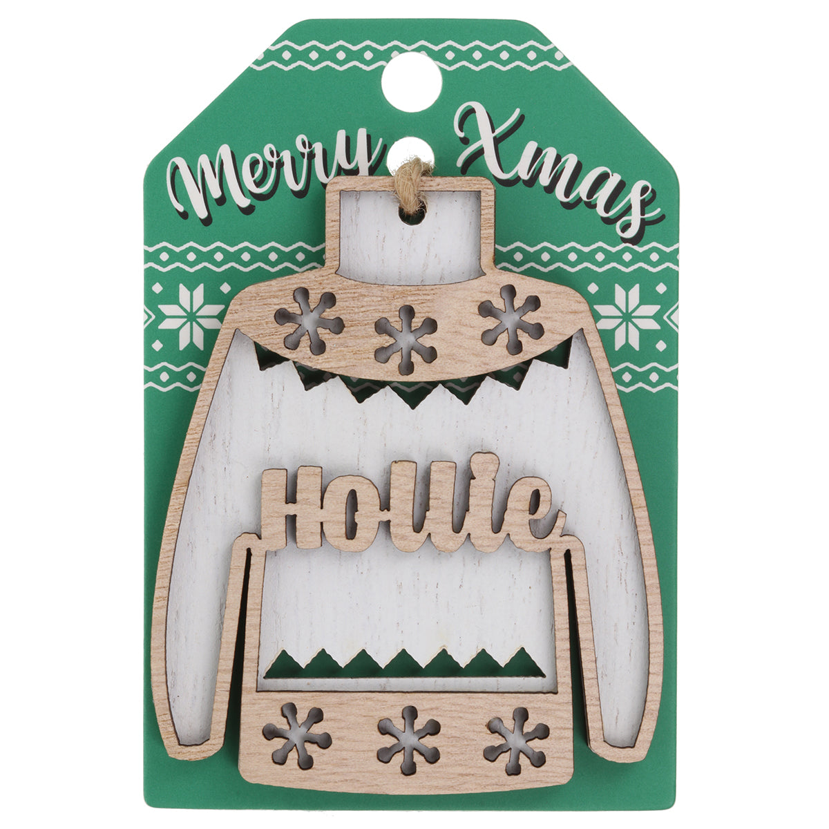 JU089 - Wooden Christmas Jumper Decoration-Hollie