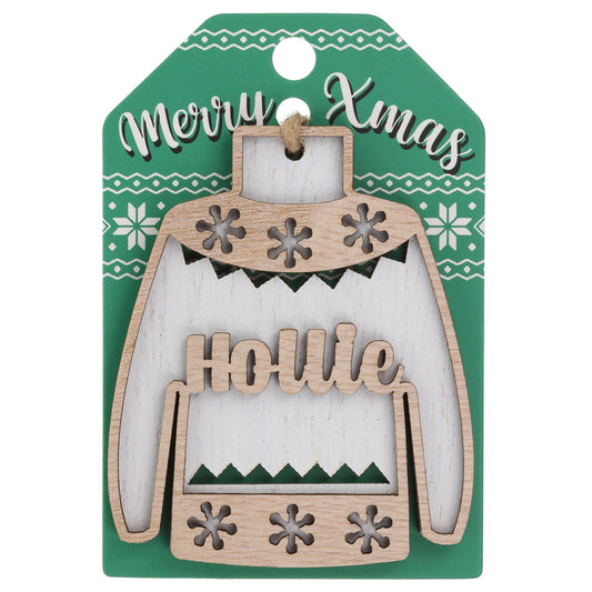 JU089 - Wooden Christmas Jumper Decoration-Hollie