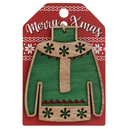Wooden Christmas Jumper Decoration-I