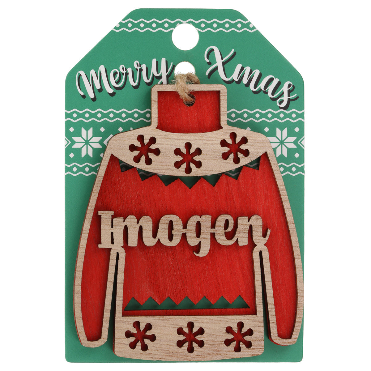 JU093 - Wooden Christmas Jumper Decoration-Imogen