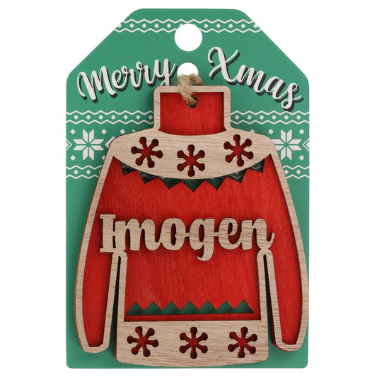 JU093 - Wooden Christmas Jumper Decoration-Imogen