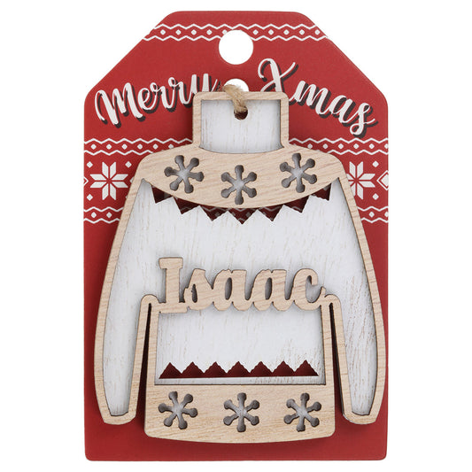 Wooden Christmas Jumper Decoration-Isaac