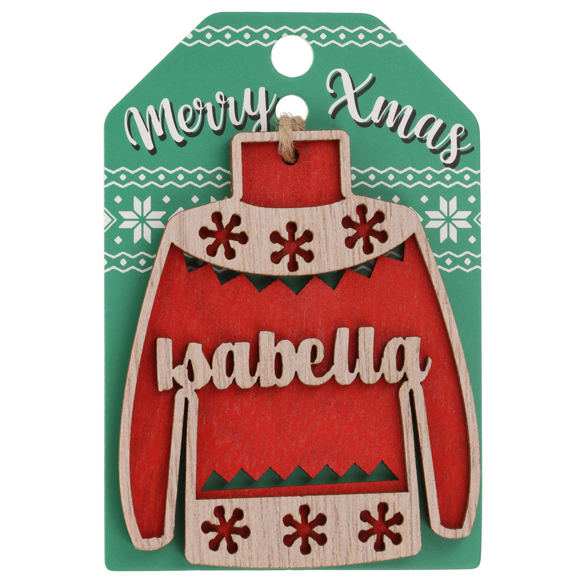 JU095 - Wooden Christmas Jumper Decoration-Isabella