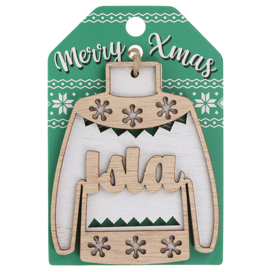 JU097 - Wooden Christmas Jumper Decoration-Isla