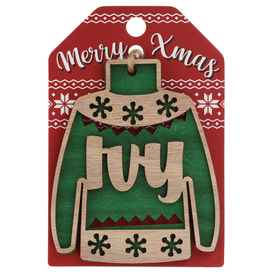 JU098 - Wooden Christmas Jumper Decoration-Ivy