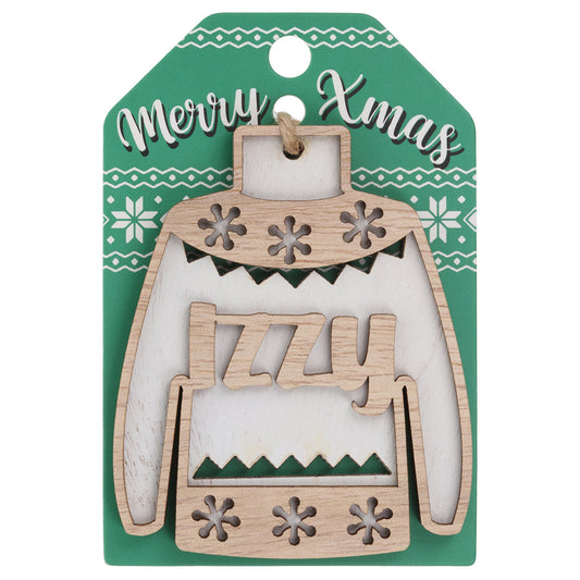 JU099 - Wooden Christmas Jumper Decoration-Izzy
