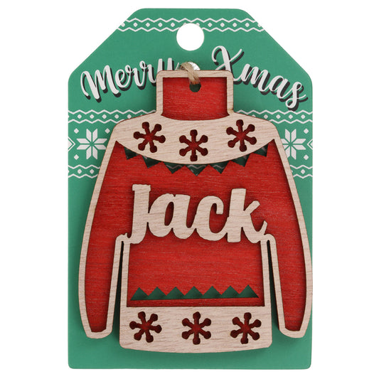 JU101 - Wooden Christmas Jumper Decoration-Jack