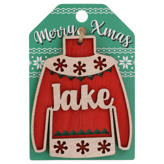 Wooden Christmas Jumper Decoration-Jake