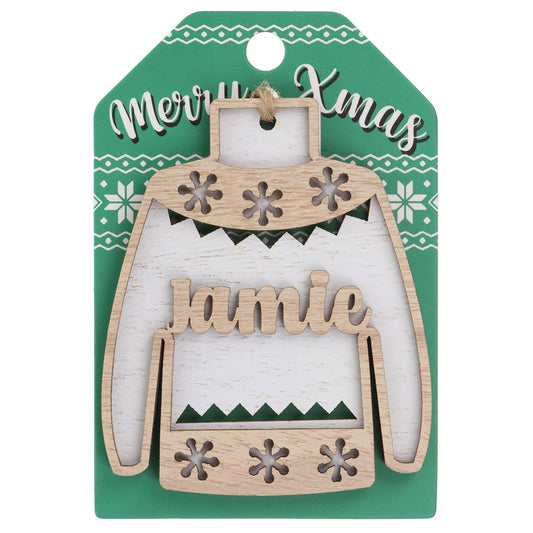 Wooden Christmas Jumper Decoration-Jamie