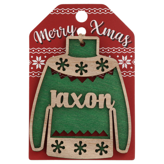 Wooden Christmas Jumper Decoration-Jaxon