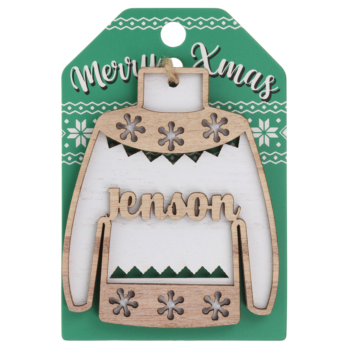 JU107 - Wooden Christmas Jumper Decoration-Jenson