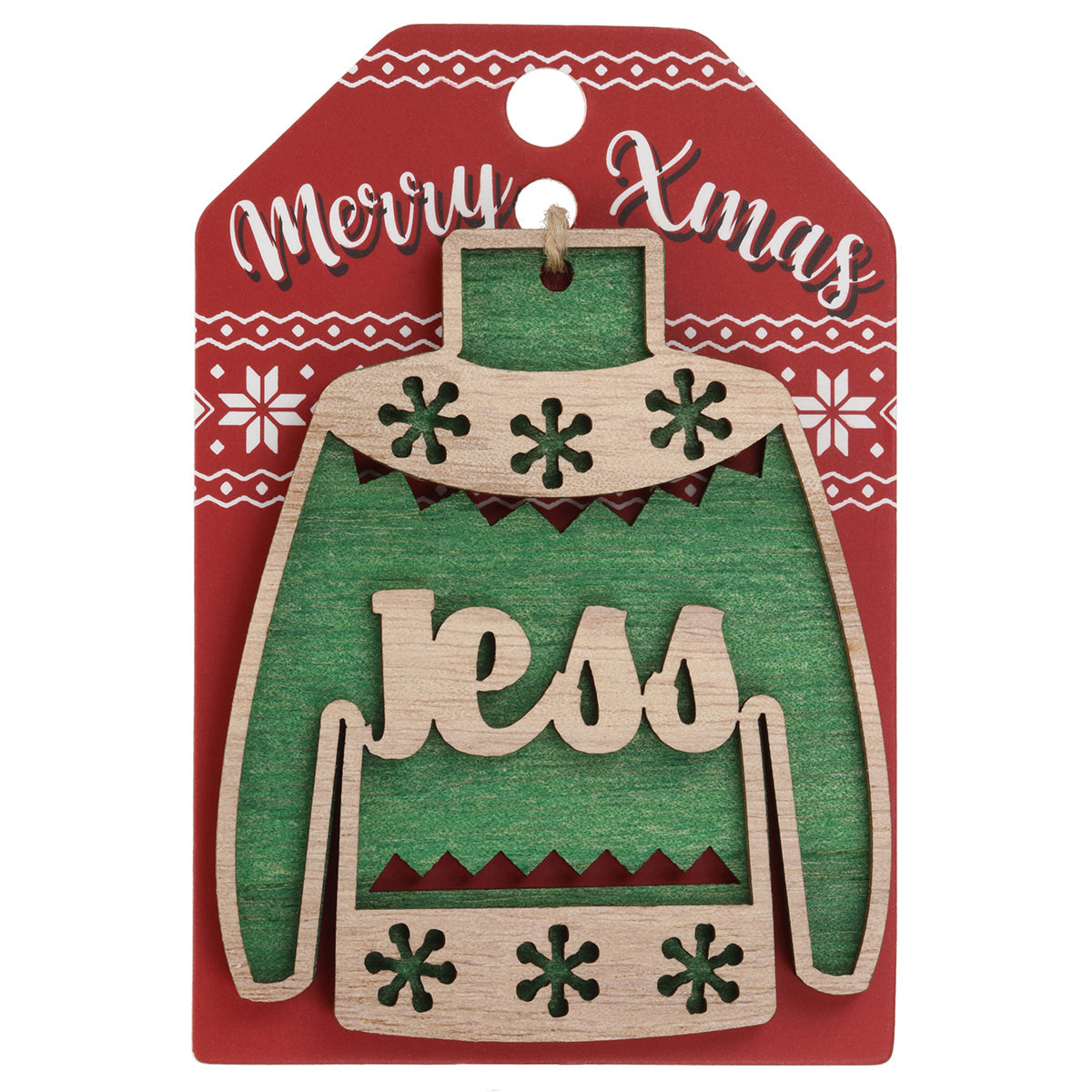 JU108 - Wooden Christmas Jumper Decoration-Jess
