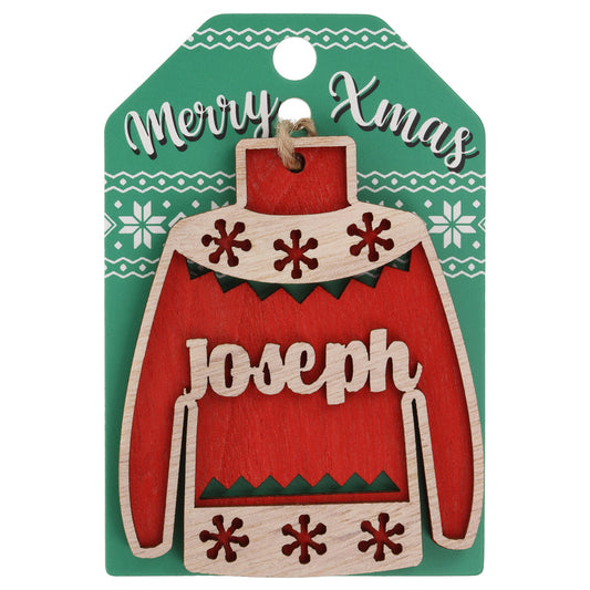 Wooden Christmas Jumper Decoration-Joseph