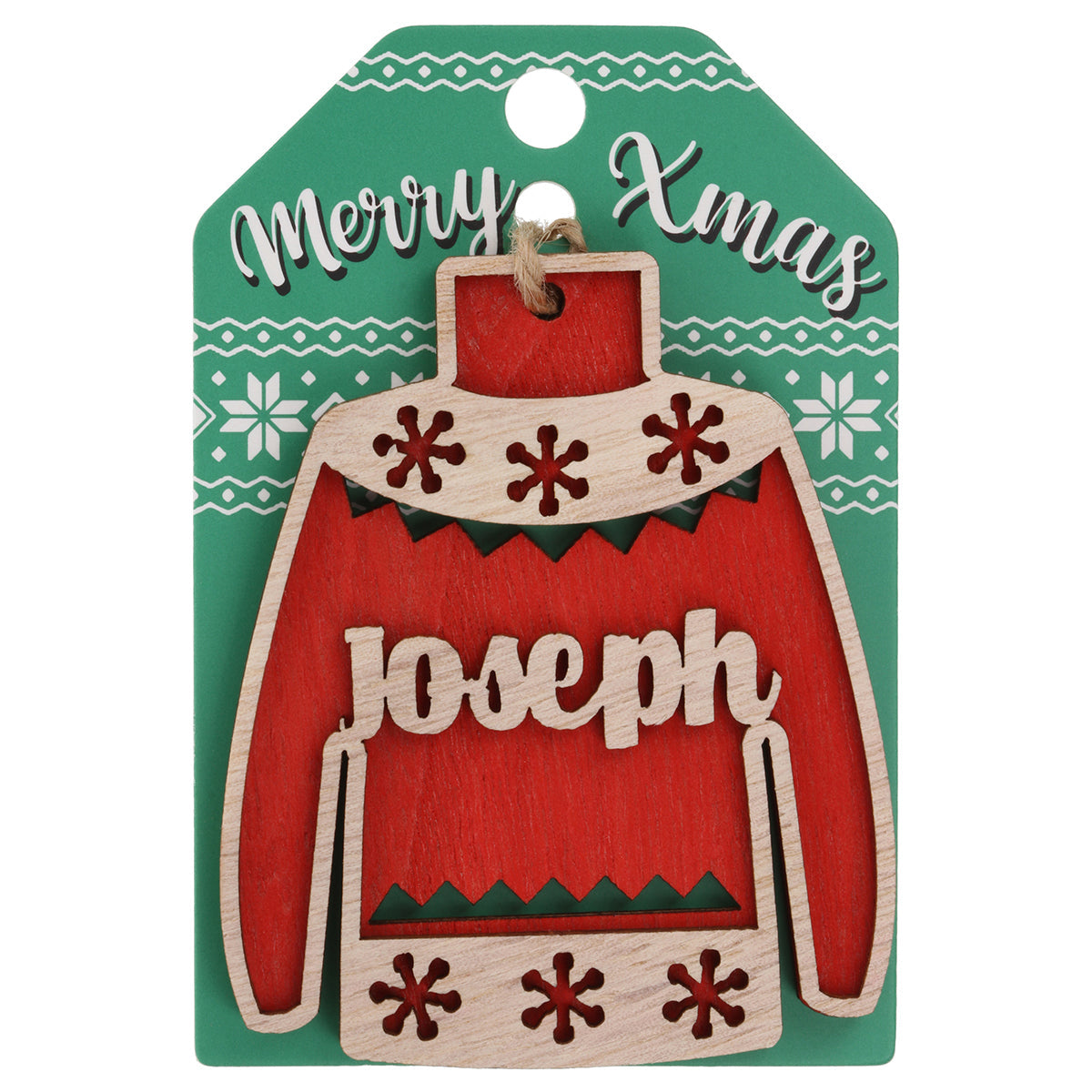 JU109 - Wooden Christmas Jumper Decoration-Joseph