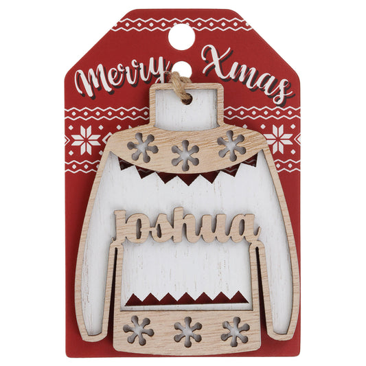 JU110 - Wooden Christmas Jumper Decoration-Joshua