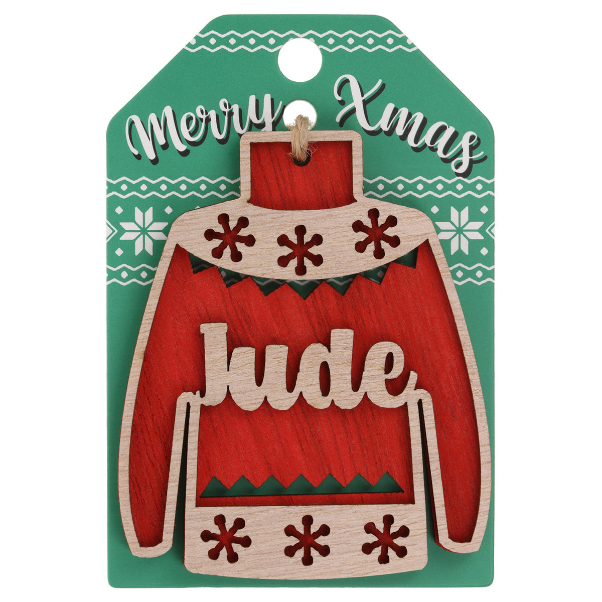 JU111 - Wooden Christmas Jumper Decoration-Jude