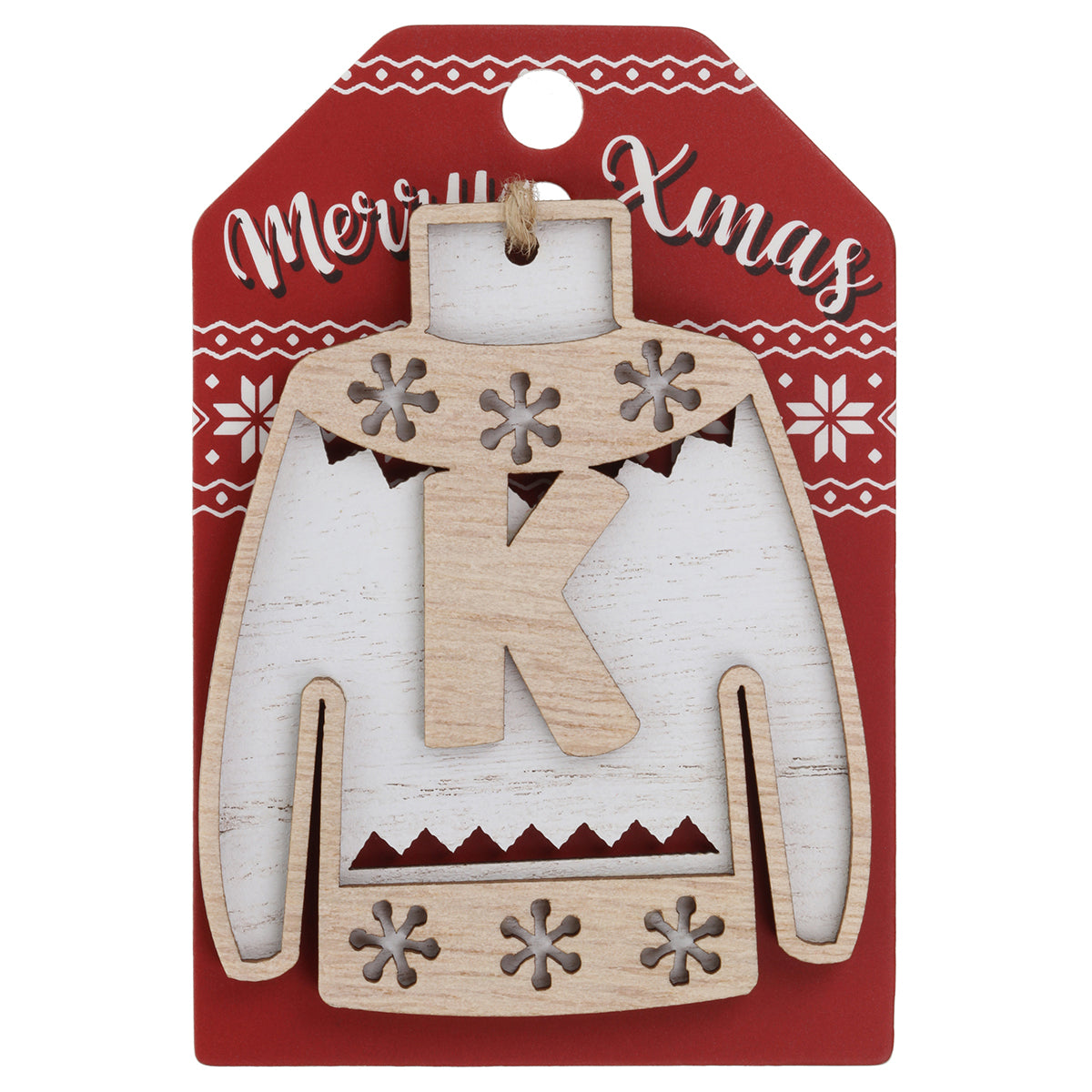 JU112 - Wooden Christmas Jumper Decoration-K