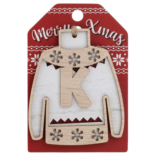 JU112 - Wooden Christmas Jumper Decoration-K