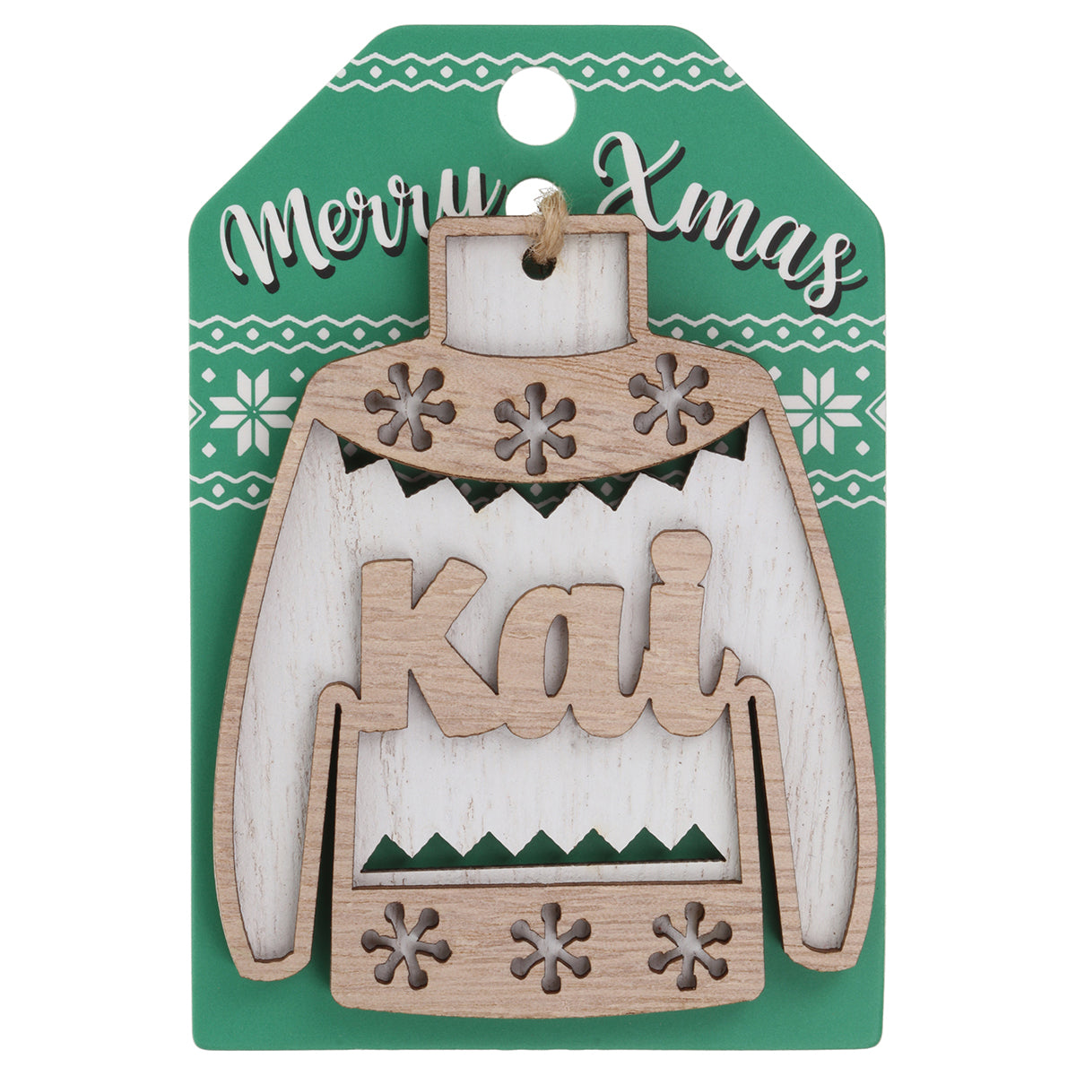 JU113 - Wooden Christmas Jumper Decoration-Kai