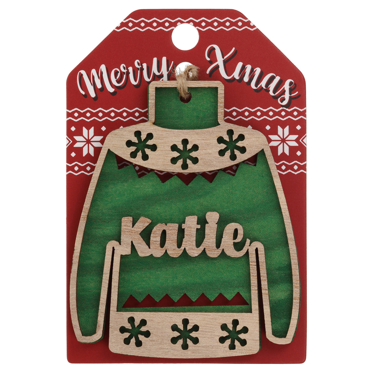 JU114 - Wooden Christmas Jumper Decoration-Katie