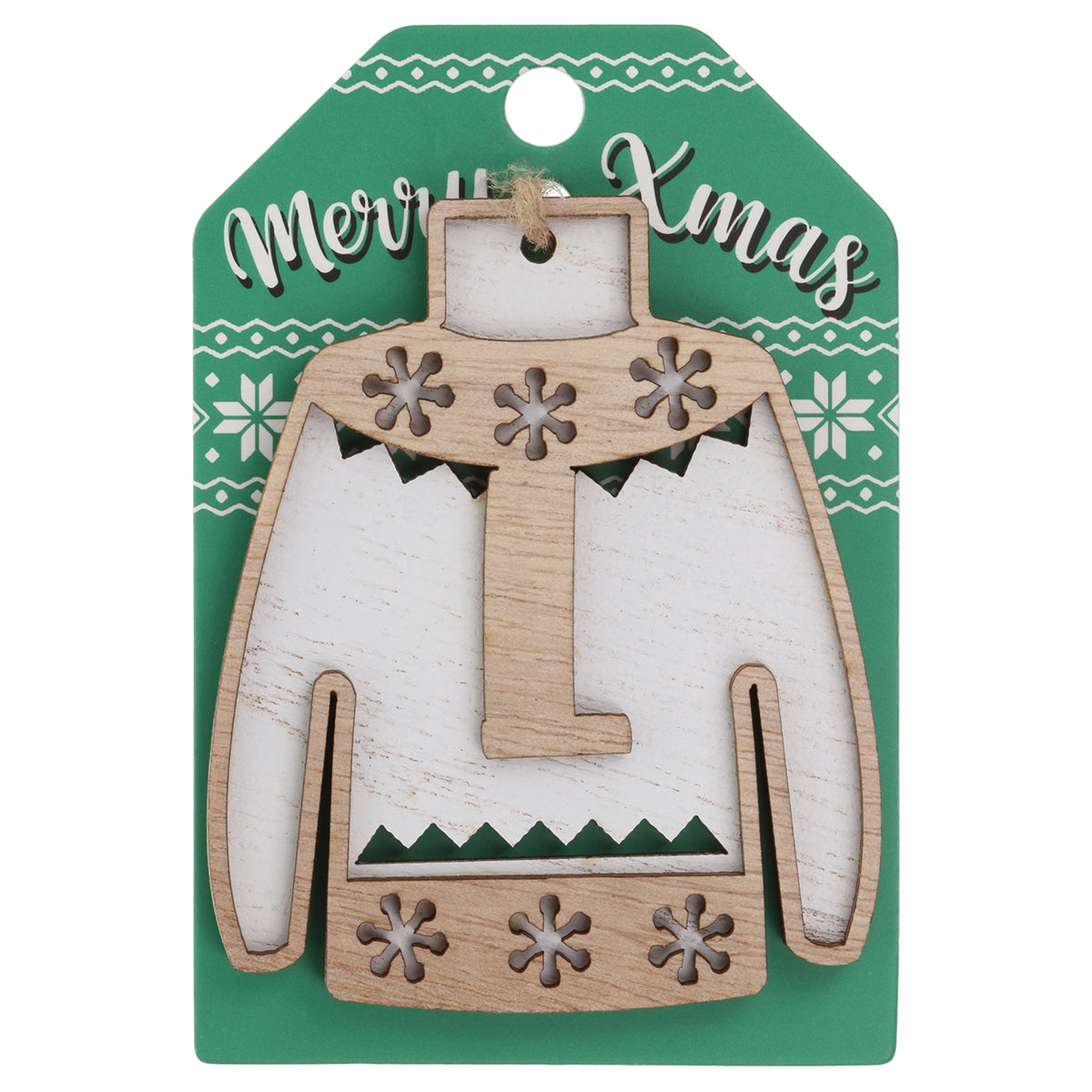 JU115 - Wooden Christmas Jumper Decoration-L