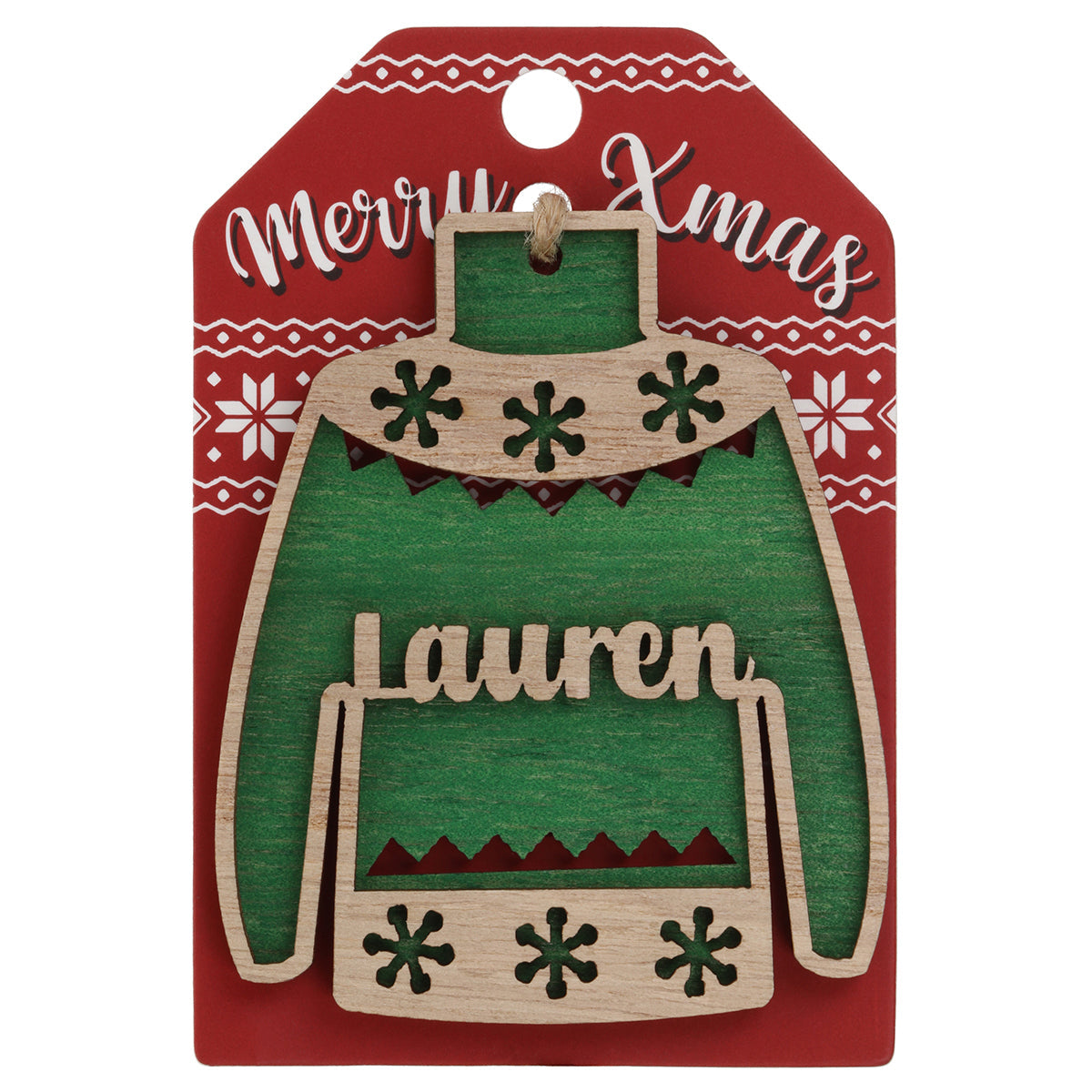 JU116 - Wooden Christmas Jumper Decoration-Lauren